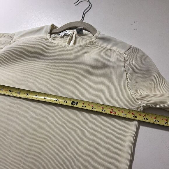 Vintage Christian Dior Blouse Size 4 Micro Pleated Balloon Sleeve Modest Top - Picture 5 of 6